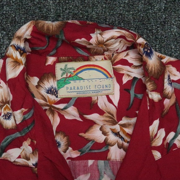 Paradise Found Shirt Mens‎ Large Red Floral Relaxed Magnum PI - Picture 3 of 7